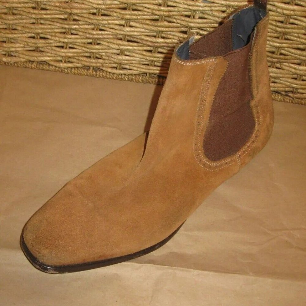 MEZLAN OTTAWA MENS TAN BROWN LEATHER PULLON ANKLE BOOTS SIZE 9.5 M MADE IN SPAIN